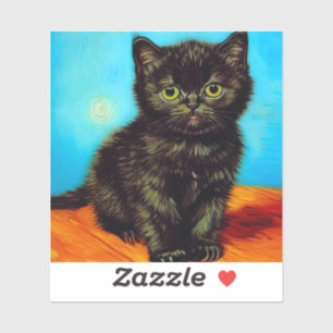 Van Gogh Style Pouting Kitten Aufkleber