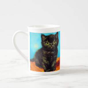 Van Gogh Style Pouting Kitten Prozellantasse