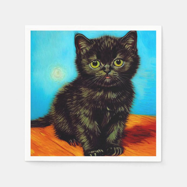 Van Gogh Style Pouting Kitten Serviette (Vorderseite)