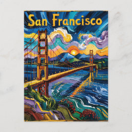 Van Gogh Style San Francisco Golden Gate Bridge Postkarte