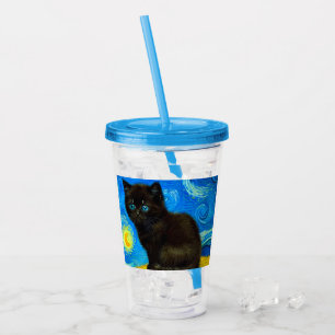 Van Gogh Style Starry Night Cat Acryltrinkbecher