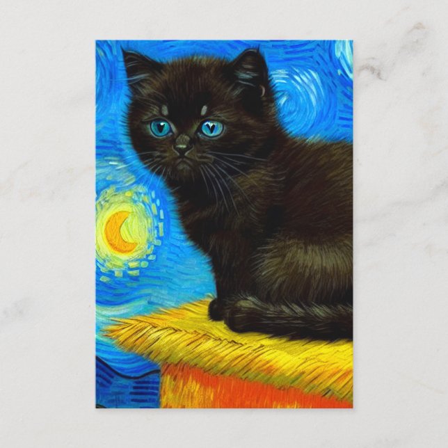Van Gogh Style Starry Night Cat Begleitkarte (Vorderseite)