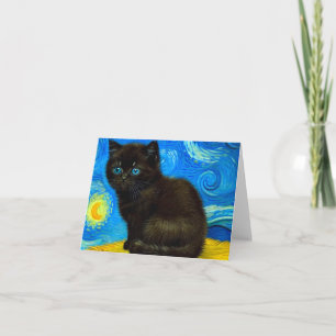 Van Gogh Style Starry Night Cat Einladung
