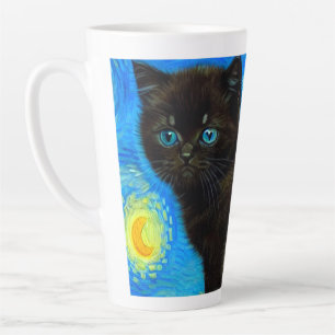 Van Gogh Style Starry Night Cat Milchtasse