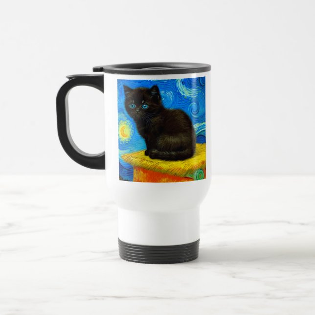Van Gogh Style Starry Night Cat Reisebecher (Links)