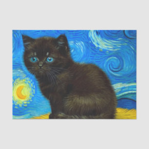 Van Gogh Style Starry Night Cat Seidenpapier