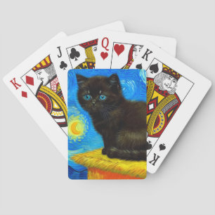 Van Gogh Style Starry Night Cat Spielkarten