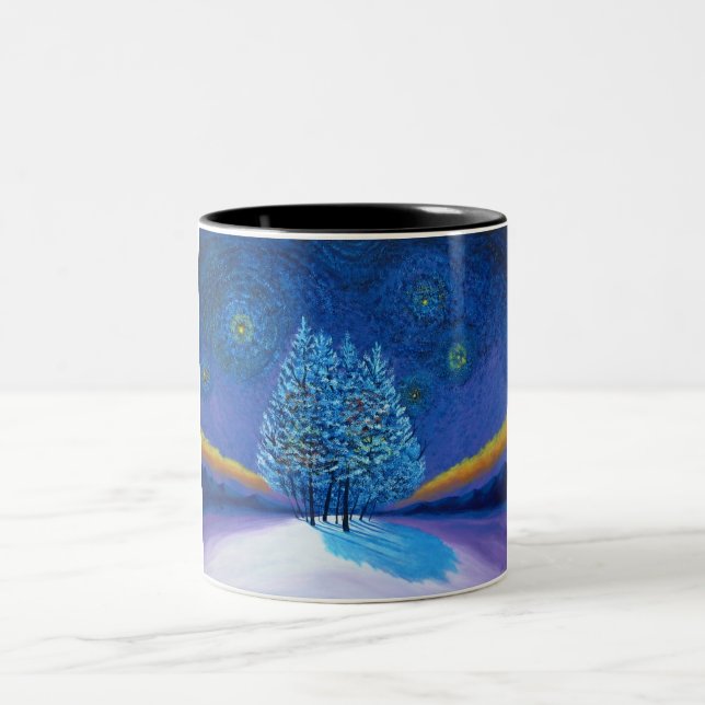 Van Gogh Style Weihnachten Zweifarbige Tasse (Mittel)