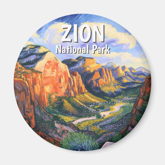 Van Gogh Style Zion National Park Angels Landing Magnet (Vorne)