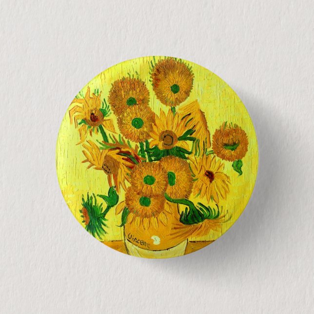 Van Gogh Sunflowers Button (Vorderseite)