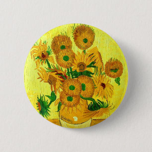 Van Gogh Sunflowers Button