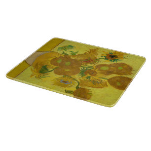 Van Gogh Sunflowers Glas Cutting Board Schneidebrett