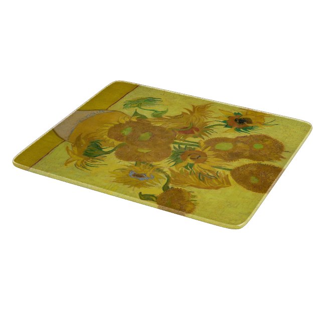Van Gogh Sunflowers Glas Cutting Board Schneidebrett (Ecke)