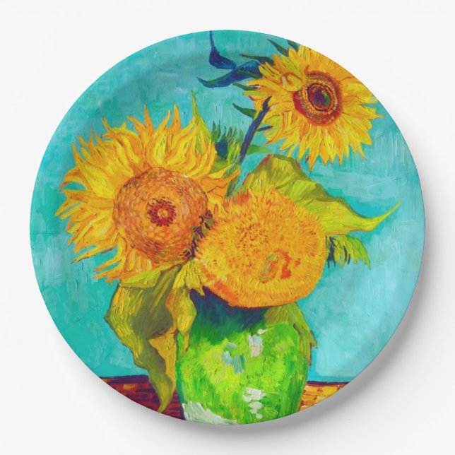 Van Gogh Sunflowers Pappteller (Vorderseite)