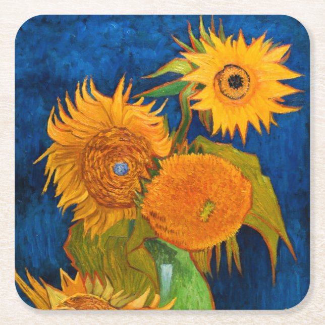 Van Gogh Sunflowers Rechteckiger Pappuntersetzer (Vorderseite)