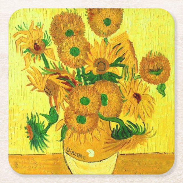 Van Gogh Sunflowers Rechteckiger Pappuntersetzer (Vorderseite)