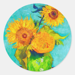 Van Gogh Sunflowers Runder Aufkleber