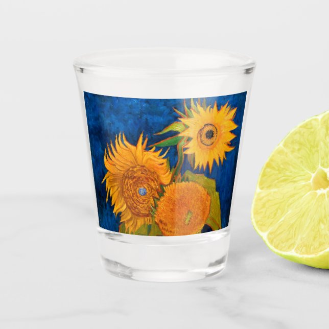 Van Gogh Sunflowers Schnapsglas (Vorderseite)