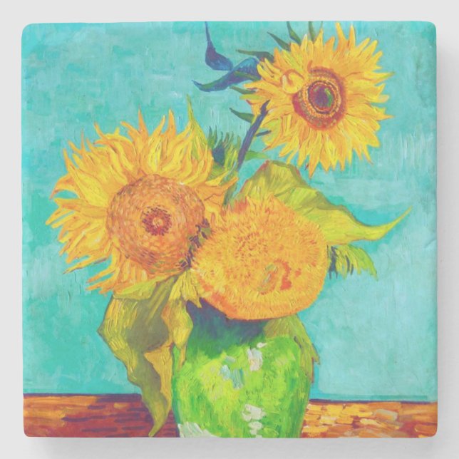 Van Gogh Sunflowers Steinuntersetzer (Vorderseite)