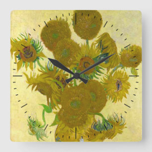 Van Gogh Sunflowers Timepiece Quadratische Wanduhr