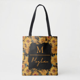 Van Gogh Sunflowers Yellow Black Monogram 
