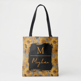 Van Gogh Sunflowers Yellow Grey Monogram 
