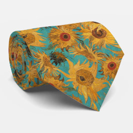 Van Gogh Sunflowers yellow teal blue red orange Krawatte