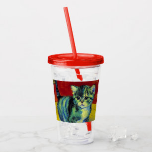 Van Gogh Tabby Cat Acryltrinkbecher