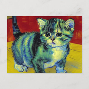Van Gogh Tabby Cat Feiertagspostkarte