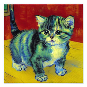 Van Gogh Tabby Cat Fotodruck