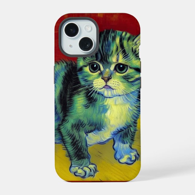 Van Gogh Tabby Cat iPhone 15 Hülle (Rückseite)