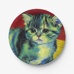 Van Gogh Tabby Cat Pappteller