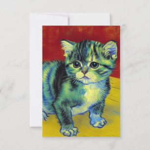 Van Gogh Tabby Cat RSVP Karte