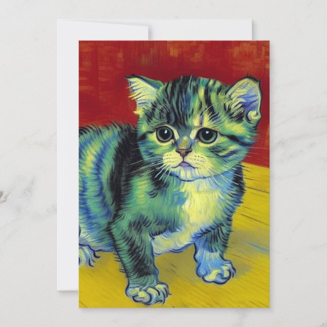 Van Gogh Tabby Cat Save The Date (Vorderseite)