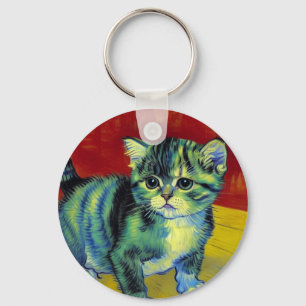 Van Gogh Tabby Cat Schlüsselanhänger