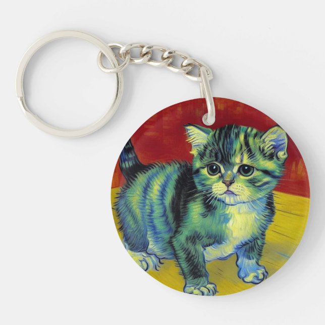 Van Gogh Tabby Cat Schlüsselanhänger (Vorderseite)