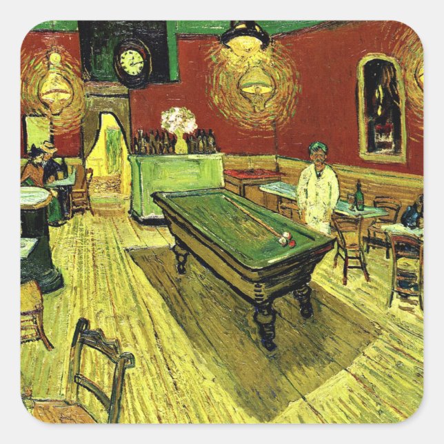 Van Gogh - The Night Café, berühmtes Gemälde, Quadratischer Aufkleber (Vorderseite)