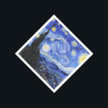 Van Gogh The Starry Night Serviette<br><div class="desc">Ölgemälde des niederländischen Meisters Vincent Van Gogh (1853-1890), wahrscheinlich sein berühmtestes Gemälde, malte Van Gogh 1889 aus dem Gedächtnis "Die Sternennacht", während er sich in einem Asyl in Frankreich aufhielt, wo er sich auf Depressionen hin kontrollierte. Die Szene zeigt den Blick aus seinem Schlafzimmerfenster. Im Gemälde befinden sich Mond, Venus...</div>
