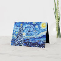 Van Gogh - The Starry Night - White Christmas Card