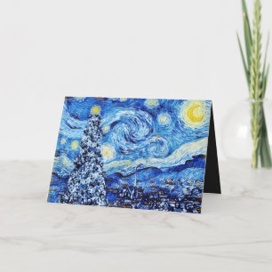 Van Gogh - The Starry Night - White Christmas Card Karte