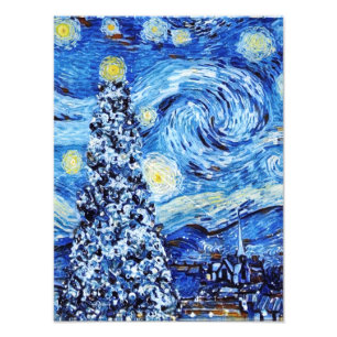 Van Gogh - The Starry Night - White Christmas Fotodruck