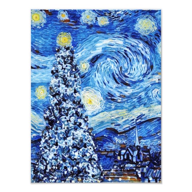 Van Gogh - The Starry Night - White Christmas Fotodruck (Vorne)