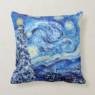 Van Gogh - The Starry Night - White Christmas Kissen