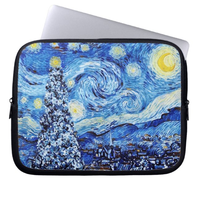 Van Gogh - The Starry Night - White Christmas Laptopschutzhülle (Vorderseite)