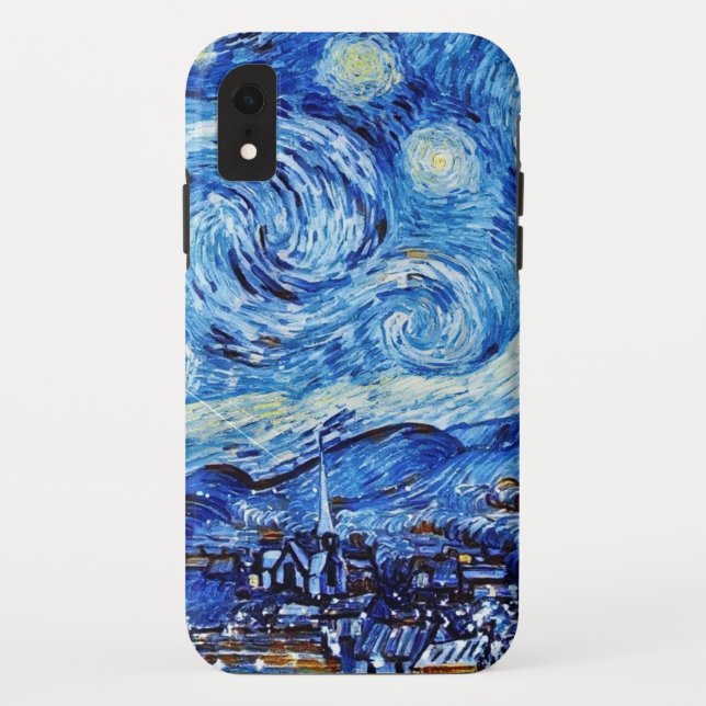 Van Gogh - The Starry Night - White Christmas Post Case-Mate iPhone Hülle (Rückseite)