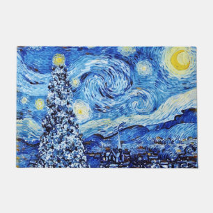 Van Gogh - The Starry Night - White Christmas Post Fußmatte
