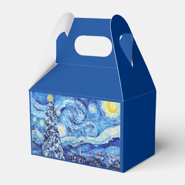 Van Gogh - The Starry Night - White Christmas Post Geschenkschachtel (Rückseite)
