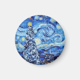 Van Gogh - The Starry Night - White Christmas Post Magnet