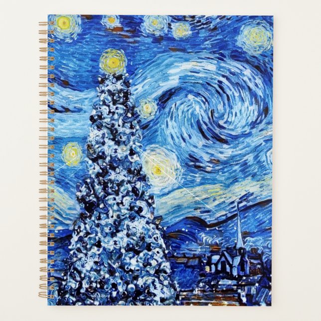 Van Gogh - The Starry Night - White Christmas Post Planer (Vorderseite)