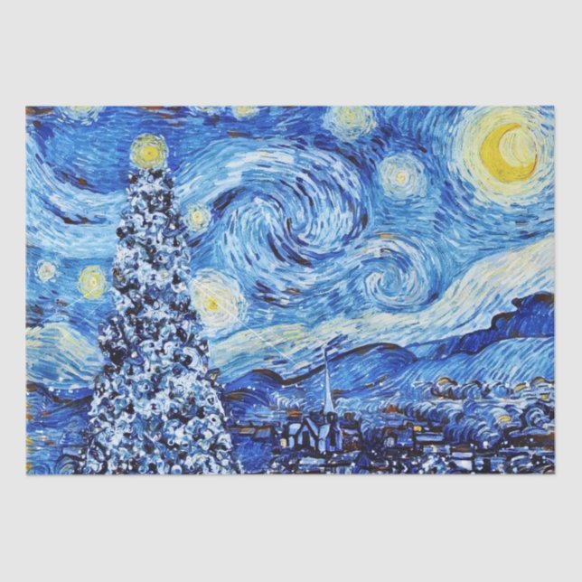 Van Gogh - The Starry Night - White Christmas Tiss Seidenpapier (Vorderseite)
